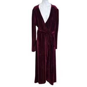 Baltic Born Velvet Long Sleeve V-Neck Tie Waist Dress, Long, Party, Plus Size 3X